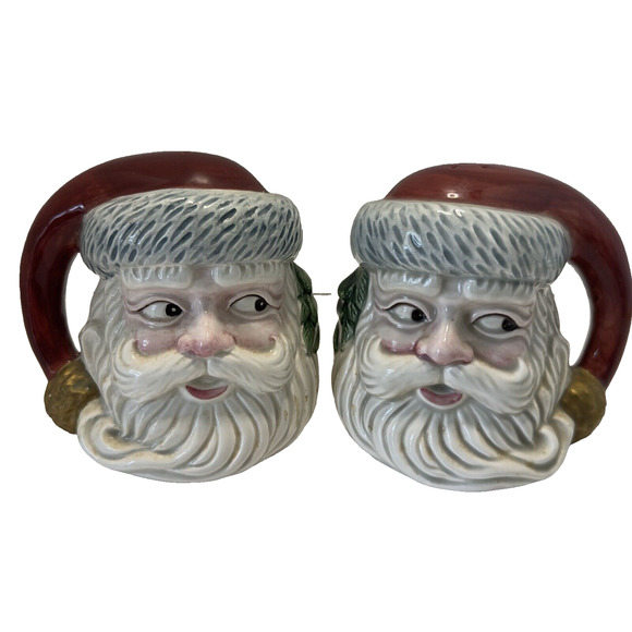 Fitz and Floyd OCI Salt & Pepper Shaker Set Santa Claus Christmas Holiday VTG - Picture 1 of 13